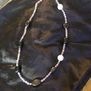 Elegant Black and Purple Beaded Necklace